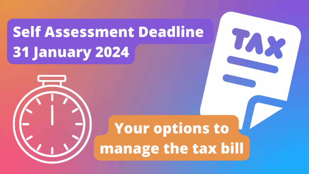 Self Assessment deadline image - tax bill and clock